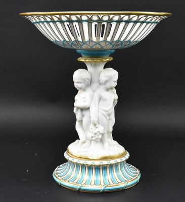 Lot 45 - VICTORIAN 19TH CENTURY MINTON BONE CHINA & PARIAN PORCELAIN TAZZA