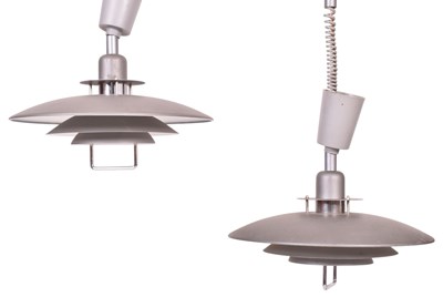 Lot 648 - MANNER OF LOUIS POULSEN -PAIR OF RISE AND FALL CEILING LIGHTS