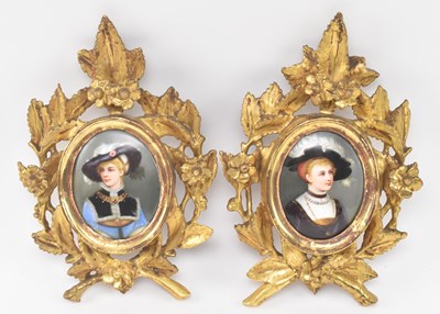 Lot 96 - PAIR OF 19TH CENTURY MINIATURE OVAL PORTRAITS ON PORCELAIN