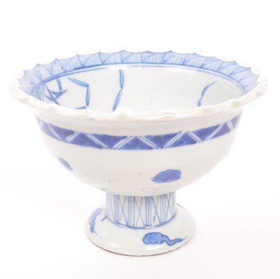 Lot 382 - EARLY 20TH CENTURY CHINESE BLUE & WHITE TAZZA BOWL