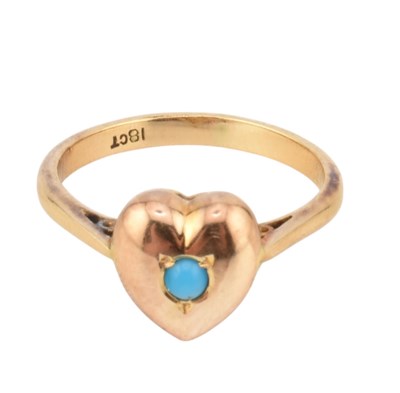 Lot 133 - GOLD & TURQUOISE SET HEART RING