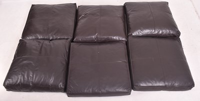 Lot 386 - SIX BRITISH MODERN DESIGN BROWN LEATHER CUSHIONS