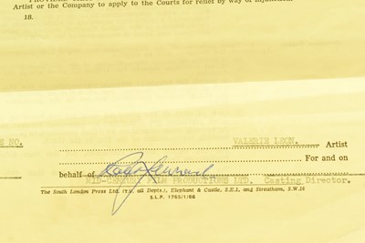Lot 148 - THE BARON (1966-1967) - VALERIE LEON'S ORIGINAL CONTRACT
