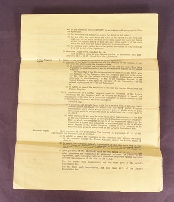 Lot 148 - THE BARON (1966-1967) - VALERIE LEON'S ORIGINAL CONTRACT