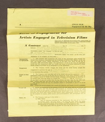 Lot 148 - THE BARON (1966-1967) - VALERIE LEON'S ORIGINAL CONTRACT