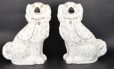 Lot 79 - PAIR OF 20TH CENTURY STAFFORDSHIRE POTTERY DOG ORNAMENTS
