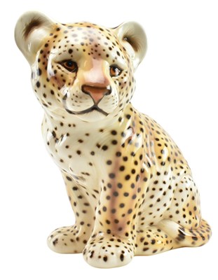 Lot 116 - RETRO MID CENTURY ITALIAN 1960S MAJOLICA CERAMIC CHEETAH FIGURINE