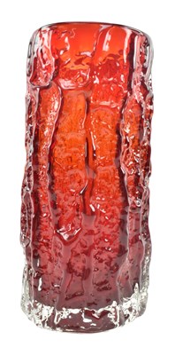 Lot 219 - GEOFFREY BAXTER FOR WHITEFRIARS - BARK GLASS VASE IN RUBY RED COLOURWAY