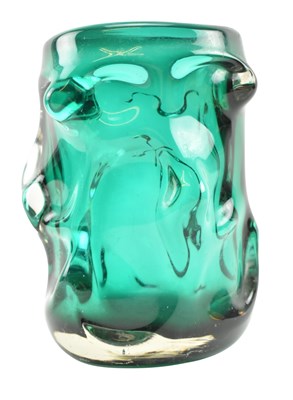 Lot 244 - WHITEFRIARS - KNOBBLY VASE IN EMERALD - MID CENTURY 1960S GLASS VASE