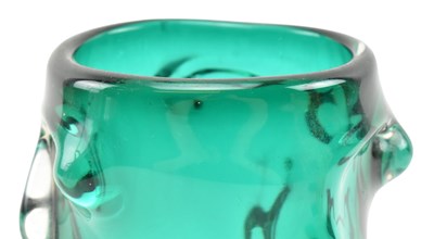 Lot 244 - WHITEFRIARS - KNOBBLY VASE IN EMERALD - MID CENTURY 1960S GLASS VASE