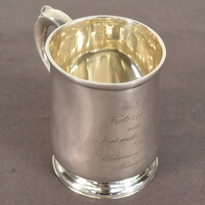 Lot 129 - VALERIE LEON'S COLLECTION - HALLMARKED SILVER CHRISTENING MUG & AUTOGRAPH
