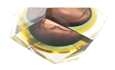Lot 277 - FLAVIO POLI - SOMMERSO MURANO MID CENTURY 1960S HEAVY CASED GLASS ASHTRAY