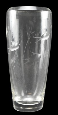 Lot 234 - GEOFFREY BAXTER FOR WHITEFRIARS - 1950S HEAVY ENGRAVED GLASS VASE