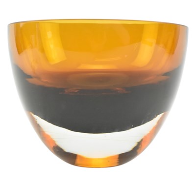 Lot 265 - 20TH CENTURY STUDIO ART GLASS AMBER CASED BOWL