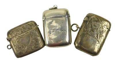 Lot 56 - COLLECTION OF THREE 19TH / 20TH HALLMARKED SILVER VESTA CASES