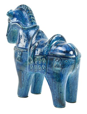 Lot 10 - ALDO LONDI FOR BITOSSI - MID CENTURY 1960S ITALIAN STUDIO ART POTTERY HORSE SCULPTURE
