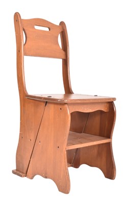 Lot 504 - VINTAGE 20TH CENTURY PINE WOOD LIBRARY STEP LADDER CHAIR