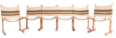 Lot 600 - DITTE & ADRIAN HEATH FOR FRANCE & SON - SIX DANISH OAK & CANVAS CHAIRS