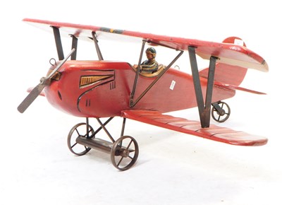 Lot 384 - CARVED WOODEN AEROPLANE MODEL