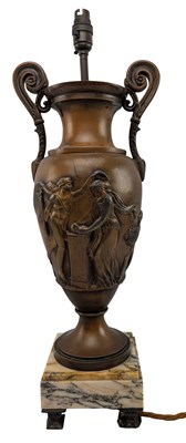 Lot 304 - LARGE ITALIAN GRAND TOUR STYLE BRONZED METAL & MARBLE URN LAMP