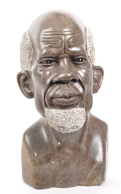 Lot 391 - AFRICAN TRIBAL CARVED SOAPSTONE BUST