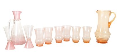 Lot 30 - TWO VINTAGE RETRO 1960S GLASS LEMONADE SETS