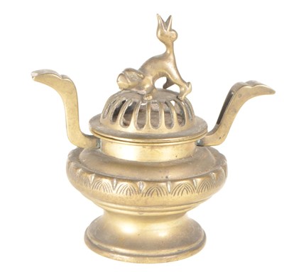 Lot 295 - 1920S / 30S VINTAGE CHINESE BRASS LIDDED CENSOR INCENSE BURNER