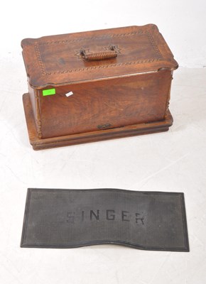 Lot 298 - WEAVER & SON - EARLY 20TH CENTURY WALNUT CASED SEWING MACHINE
