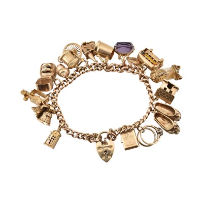 Lot 105 - 1960S HALLMARKED 9CT GOLD CHARM BRACELET
