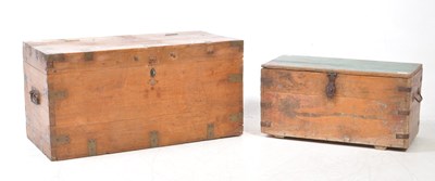 Lot 786 - TWO EARLY 20TH CENTURY PINE STORAGE TRAVELLING TRUNKS