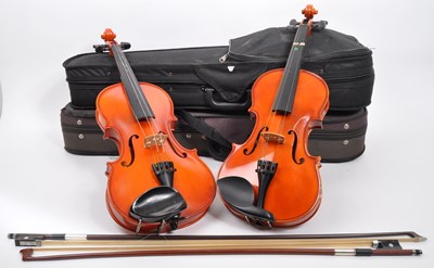 Lot 421 - CASED VALENTINO VIOLIN & BOW T/W SHIMRO VIOLIN & BOW