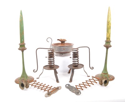 Lot 449 - COLLECTION OF INDUSTRIAL METAL WORK CANDLE STICK HOLDERS