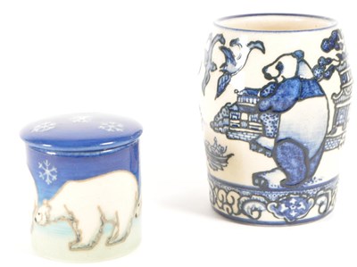 Lot 114 - DENNIS CHINA WORKS - TWO 21ST CENTURY STUDIO POTTERY POT AND VASE