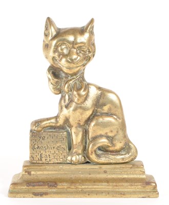 Lot 323 - LATE 19TH CENTURY VICTORIAN BRASS CHESHIRE CAT DOORSTOP