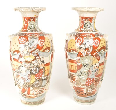 Lot 106 - TWO JAPANESE MEIJI PERIOD SATSUMA POTTERY VASES