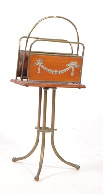 Lot 799 - EDWARDIAN EARLY 20TH CENTURY MAHOGANY AND BRASS MAGAZINE STAND