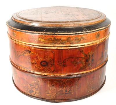 Lot 320 - CHINESE EARLY 20TH CENTURY WOODEN / BAMBOO STACKING BOX FOOD BASKET