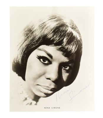 Lot 59 - MUSIC - NINA SIMONE - EARLY SIGNED BLACK & WHITE PHOTOGRAPH