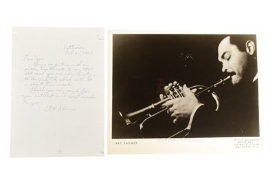 Lot 48 - JAZZ MUSIC - ART FARMER (D.1999) - VINTAGES SIGNED PHOTO & LETTER