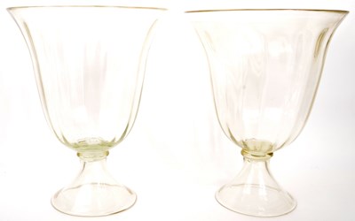 Lot 445 - PAIR OF LARGE 20TH CENTURY GLASS VASE URNS / PLANTERS