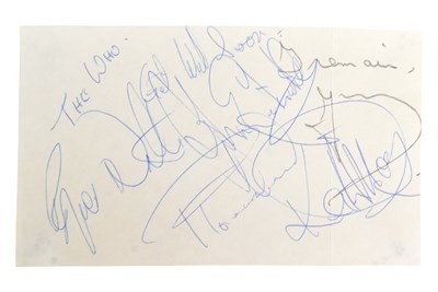 Lot 50 - THE WHO (BAND) - ROGER DALTREY - 1970 AUTOGRAPHS ON SLIP OF PAPER