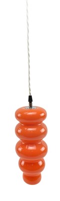Lot 144 - VINTAGE MID CENTURY 1960S MANNER ORANGE GLASS PENDANT LIGHT