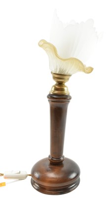 Lot 567 - VINTAGE ITALIAN MID CENTURY 1950S FROSTED GLASS & OAK WOODEN DESK LAMP