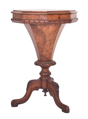 Lot 424 - VICTORIAN 19TH CENTURY WALNUT MARQUETRY INLAID TRUMPET SEWING BOX