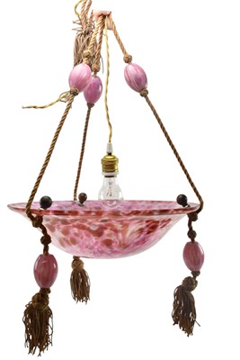 Lot 526 - ITALIAN ART DECO MID CENTURY PINK MOTTLED GLASS CEILING SHADE