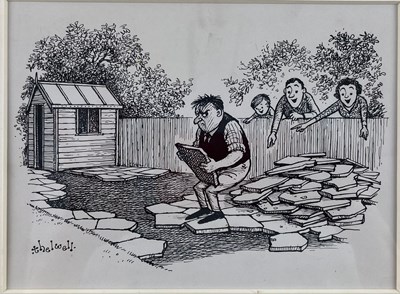 Lot 33 - NORMAN THELWELL (1923-2004) - HELPFUL NEIGHBOURS - ORIGINAL PEN AND INK SKETCH CHRIS BEETLES GALLERY