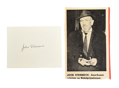 Lot 35 - JOHN STEINBECK (AUTHOR) - SMALL AUTOGRAPH ON CARD