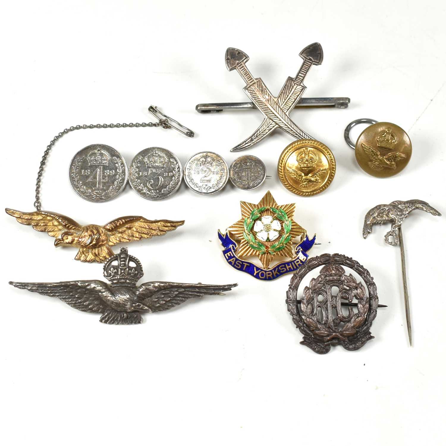 Lot 242 - COLLECTION OF MILITARY & VICTORIAN BROOCH PINS & BUTTONS