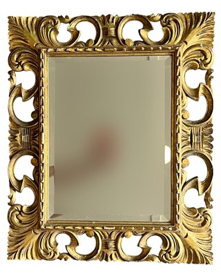 Lot 329 - ITALIAN FLORENTINE 19TH CENTURY GILTWOOD & GESSO WALL MIRROR