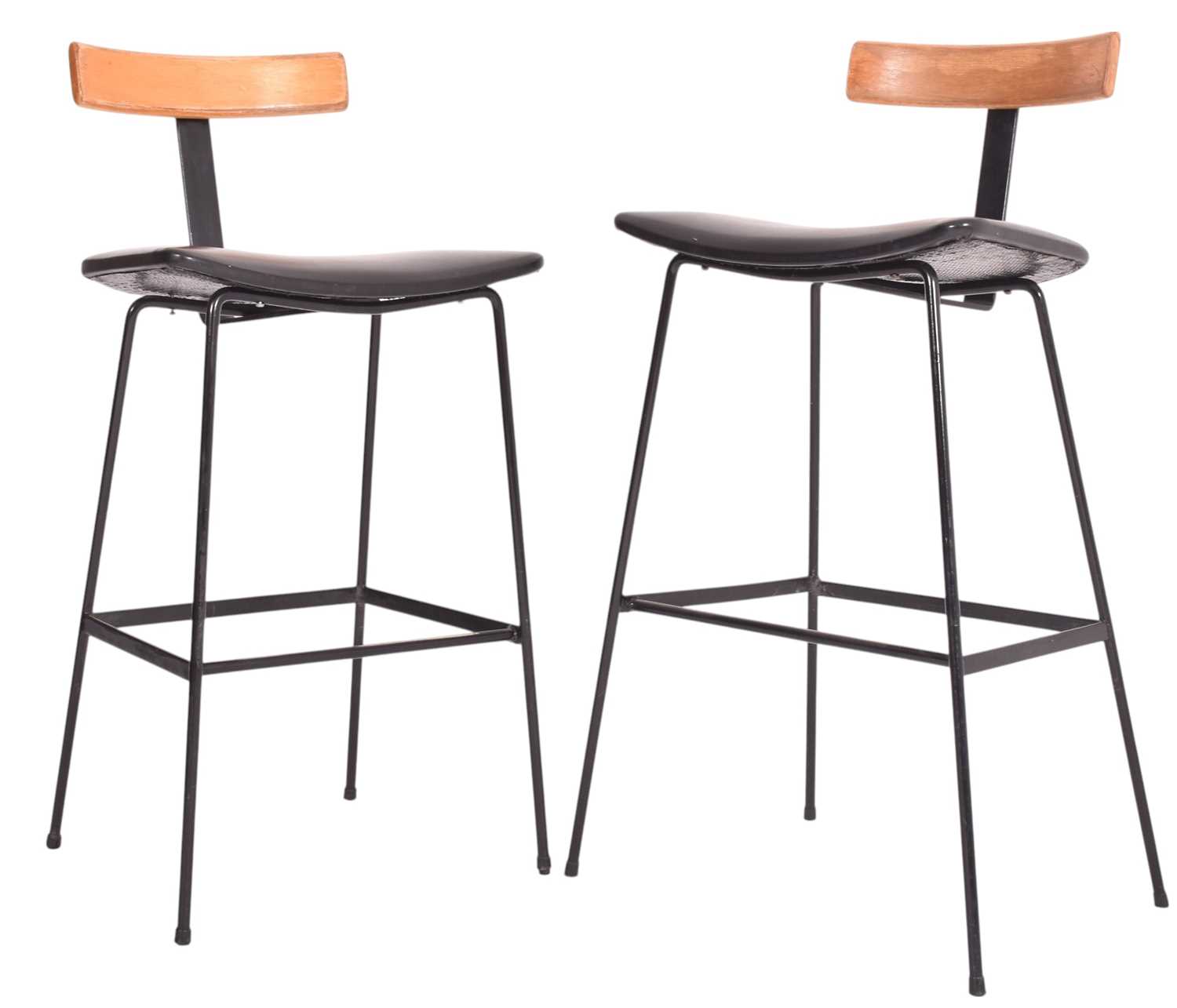 Lot 365 - FRANK GUILLE FOR KANDYA - PAIR OF PROGRAM HIGH CHAIRS BAR STOOLS